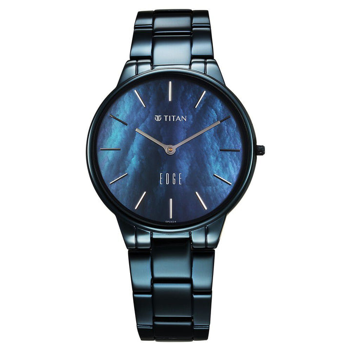 Titan Edge Metal Ladies Allure Quartz Analog Mother Of Pearl Dial Blue Stainless Steel Strap Watch For Women - The Watch Factory ®