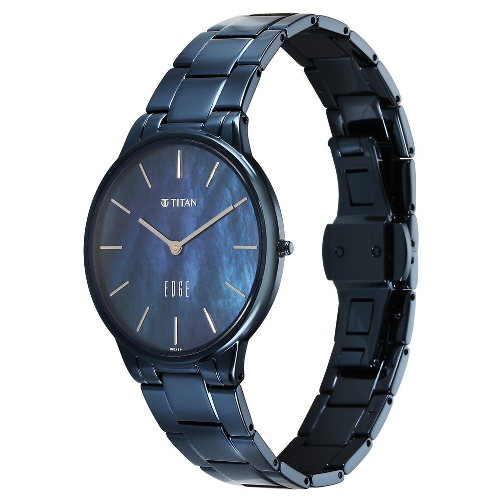 Titan Edge Allure Slim Stainless Steel Strap Mother of Pearl Dial Analog Watch for Women 2734QM02