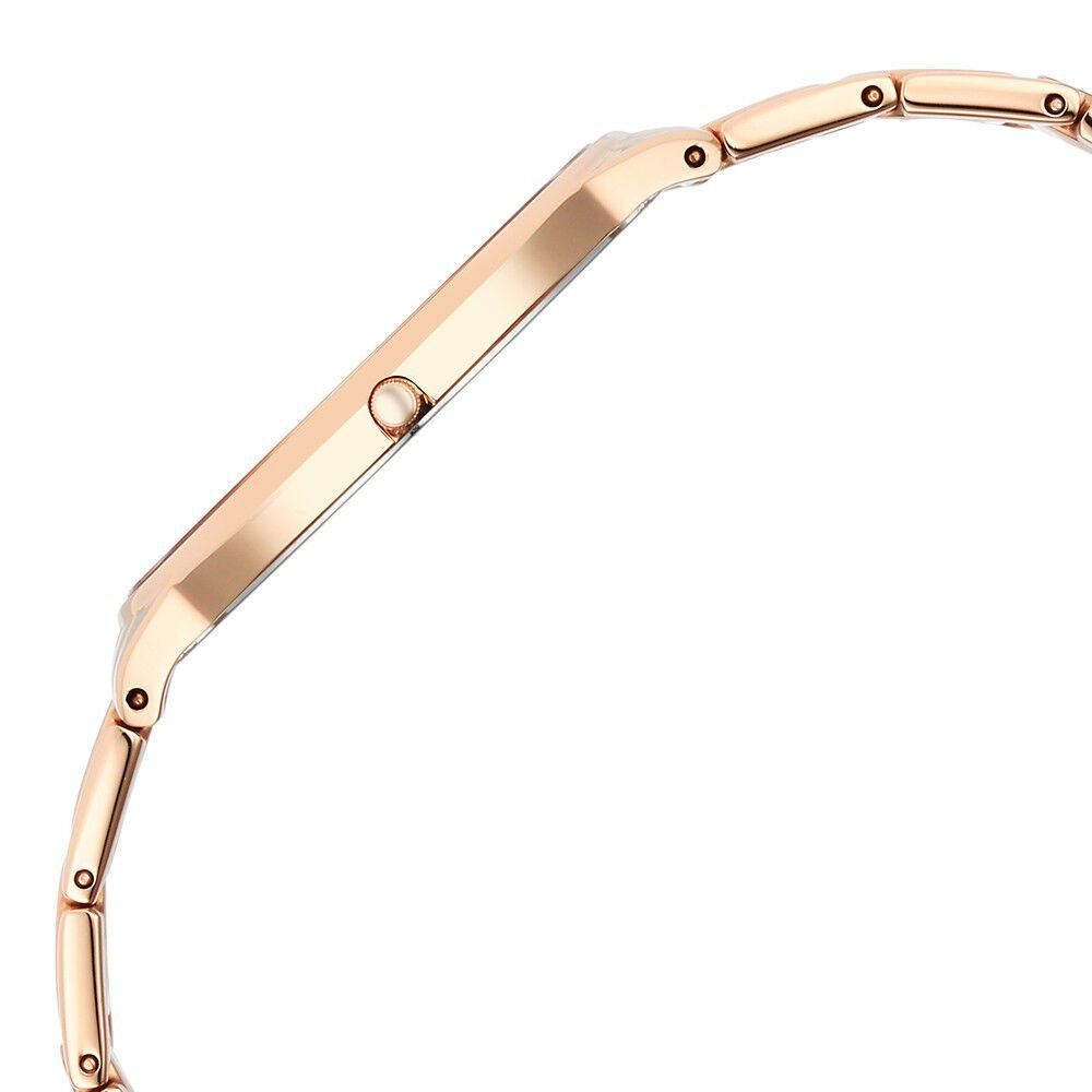 Titan Edge Metal Ladies Allure Quartz Analog Mother Of Pearl Round Shaped Dial Rose Gold Stainless Steel Strap Watch For Women - The Watch Factory ®