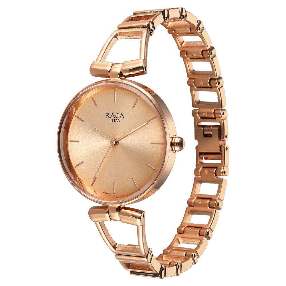 Titan Raga Ascend Quartz Analog Rose Gold Dial With Rose Gold Color Metal Strap Watch For Women 2747WM01