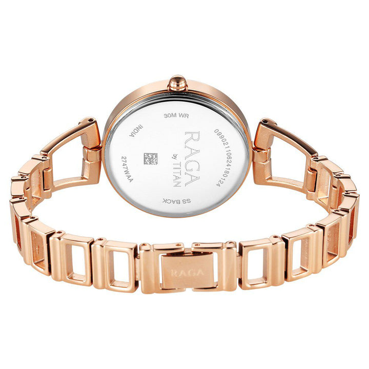 Titan Raga Ascend Quartz Analog Rose Gold Dial With Rose Gold Color Metal Strap Watch For Women 2747WM01