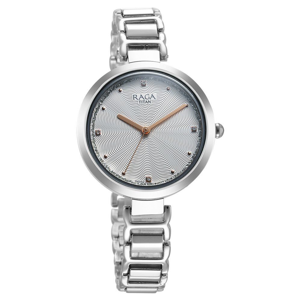 Titan Raga Memoirs Quartz Analog Silver Dial With Silver Color Metal Strap Watch For Women 2752SM01