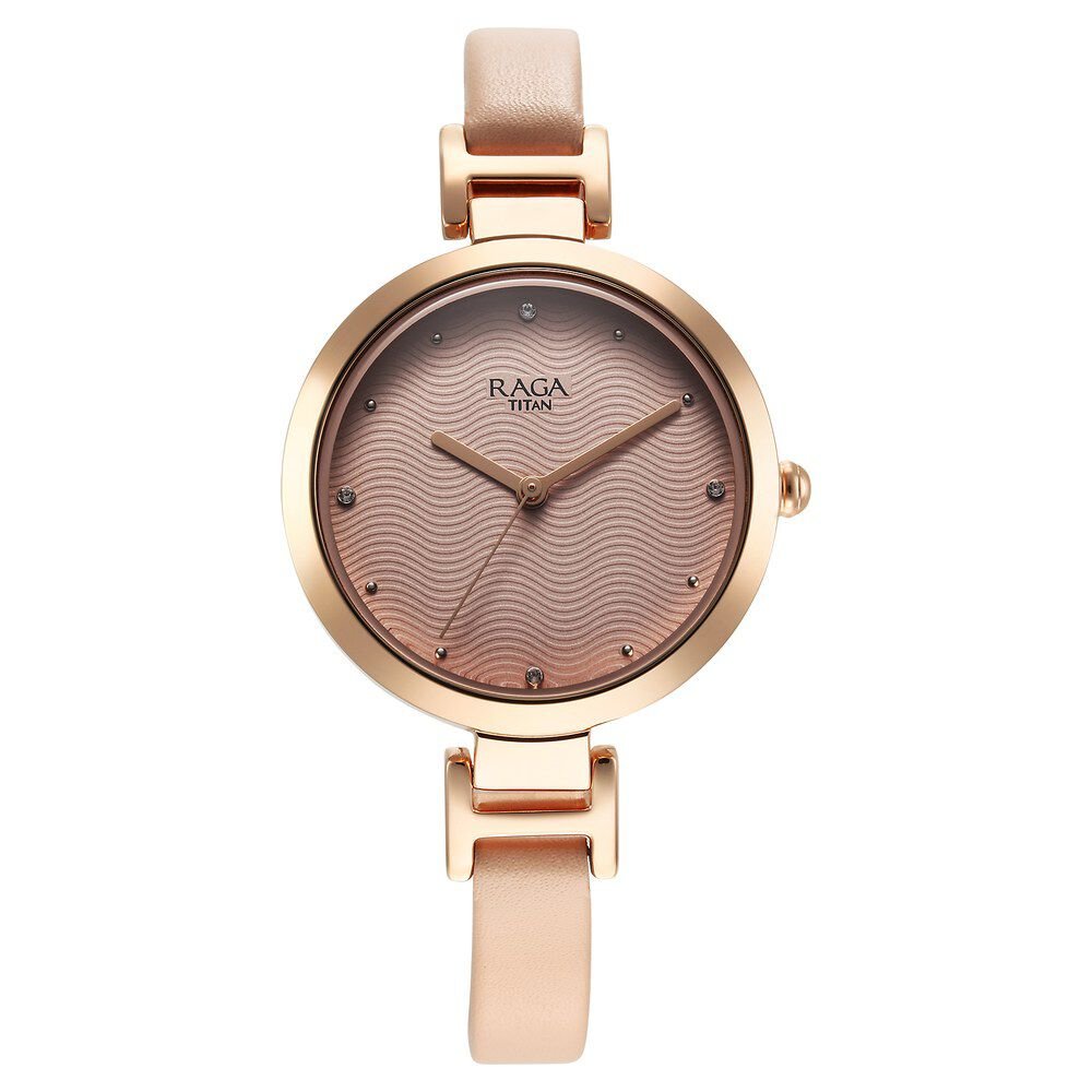 Titan Raga Memoirs Quartz Analog Pink Dial With Pink Color Leather Strap Watch For Women - The Watch Factory ®