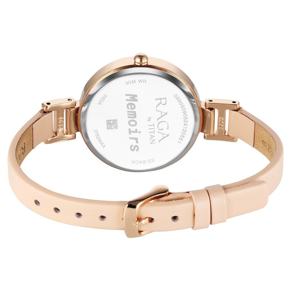 Titan Raga Memoirs Quartz Analog Pink Dial With Pink Color Leather Strap Watch For Women - The Watch Factory ®