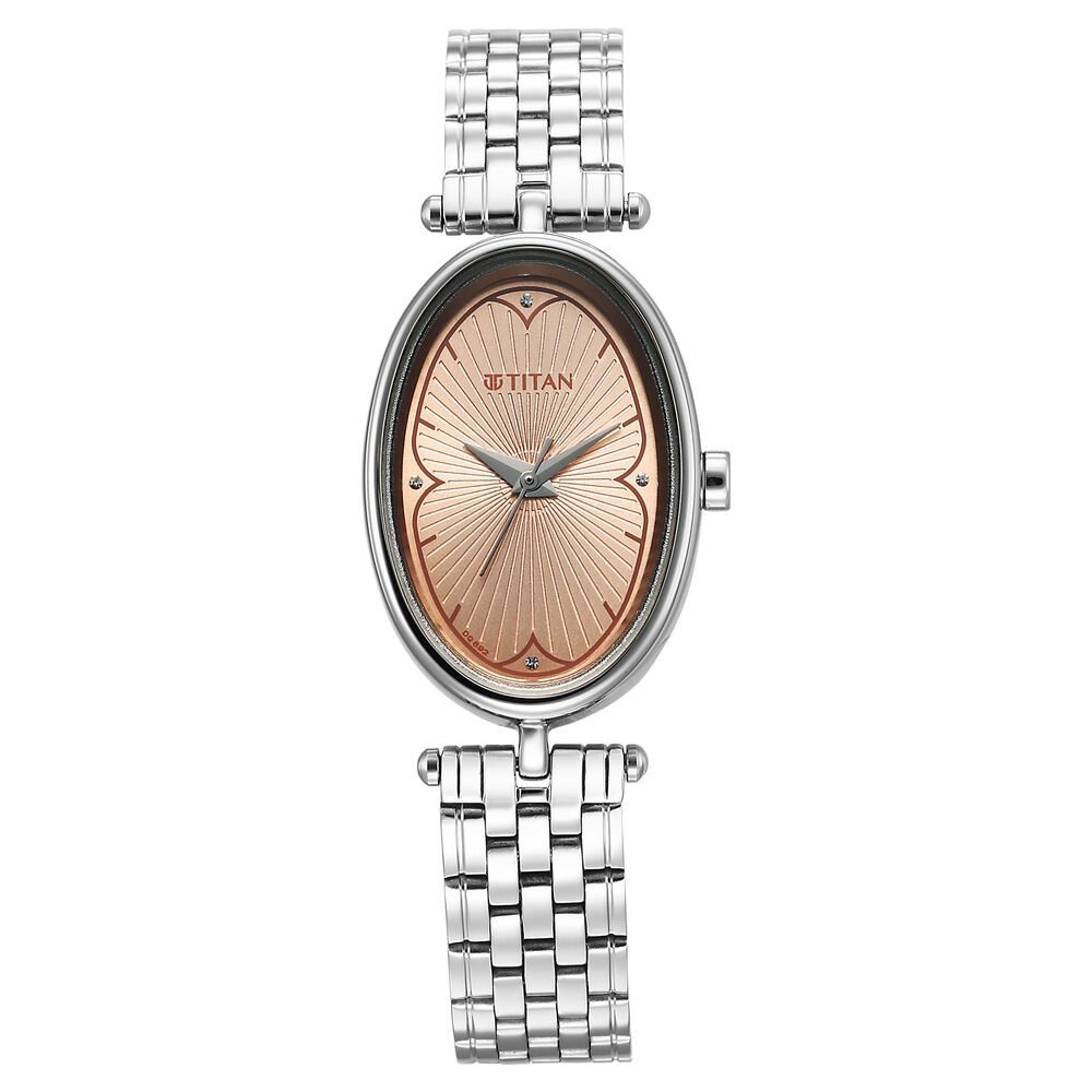 Titan Karishma Quartz Analog Beige Dial Silver Stainless Steel Strap Watch For Women - The Watch Factory ®