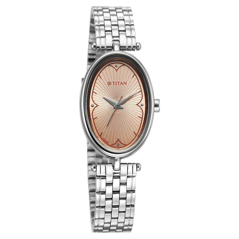Titan Karishma Quartz Analog Beige Dial Silver Stainless Steel Strap Watch For Women 2758SM01