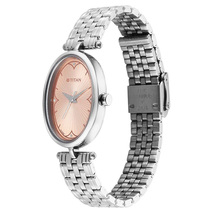 Titan Karishma Quartz Analog Beige Dial Silver Stainless Steel Strap Watch For Women - The Watch Factory ®