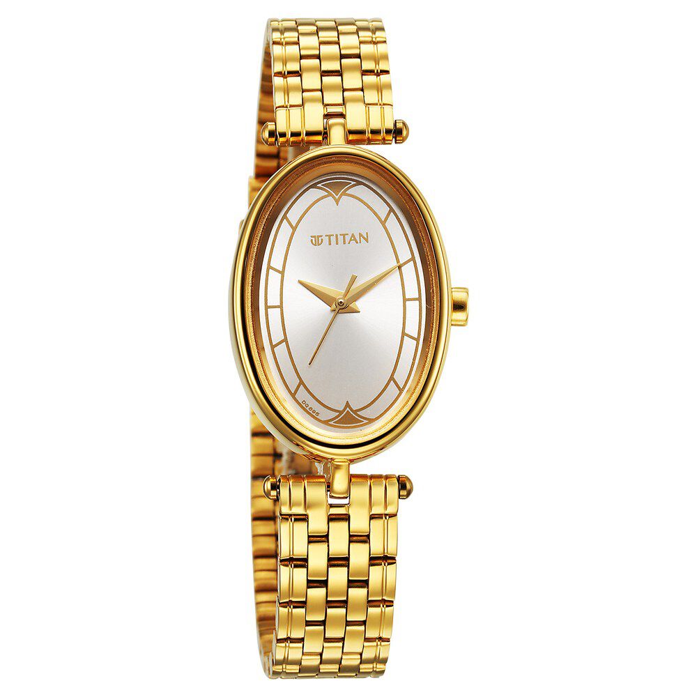 Titan Karishma Quartz Analog Silver Dial Golden Stainless Steel Strap Watch For Women 2758YM01