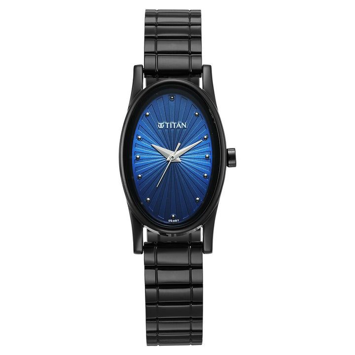Titan Karishma Quartz Analog Blue Dial Black Stainless Steel Strap Watch For Women 2759NM01