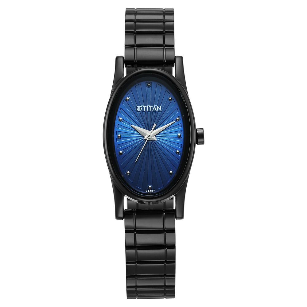 Titan Karishma Quartz Analog Blue Dial Black Stainless Steel Strap Watch For Women - The Watch Factory ®
