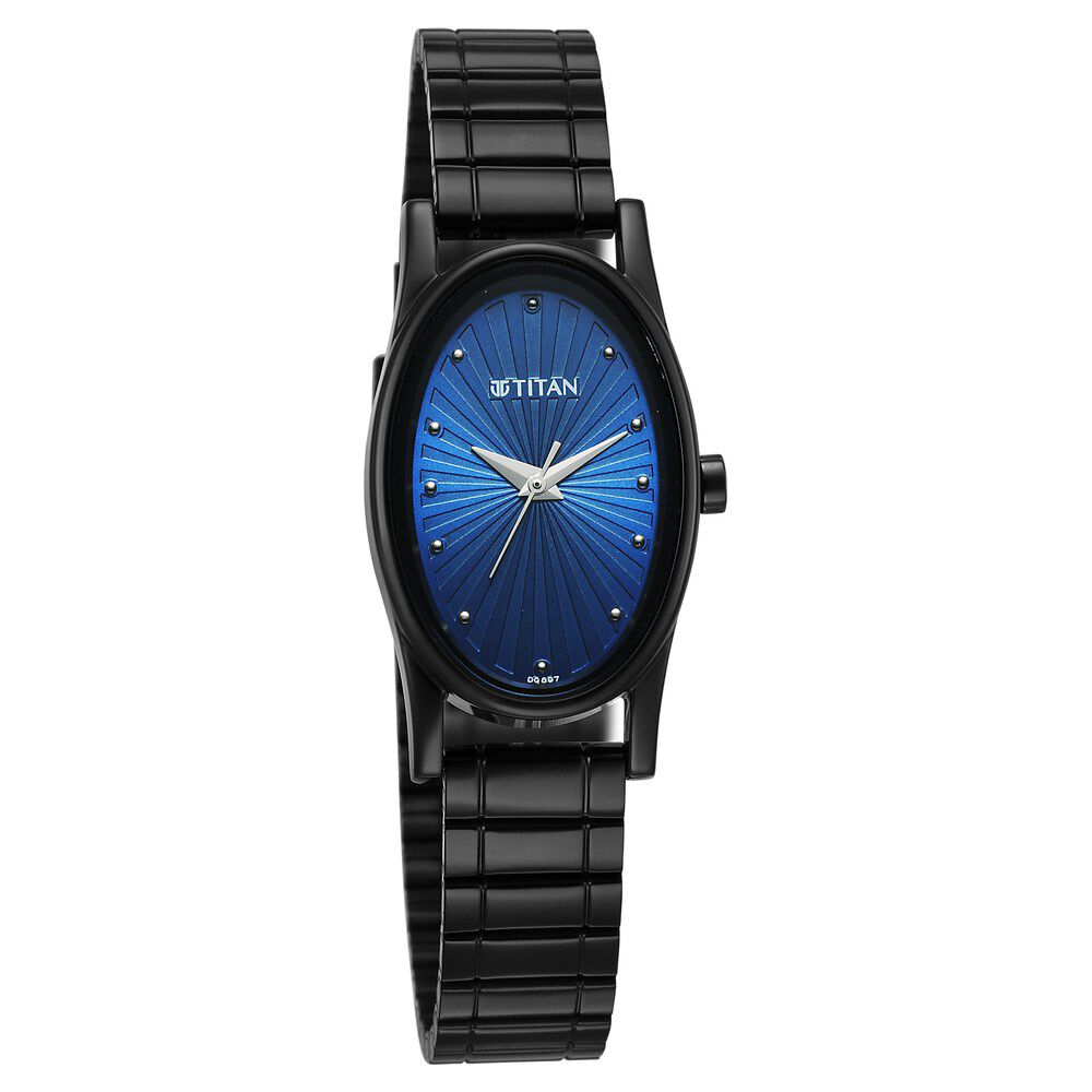 Titan Karishma Quartz Analog Blue Dial Black Stainless Steel Strap Watch For Women 2759NM01