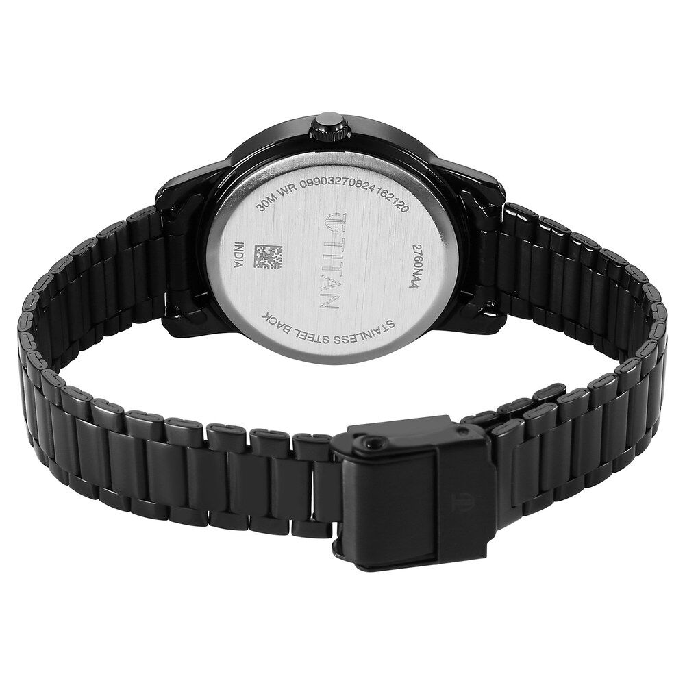 Titan Karishma Quartz Analog Purple Dial Black Stainless Steel Strap Watch For Women 2760NM01