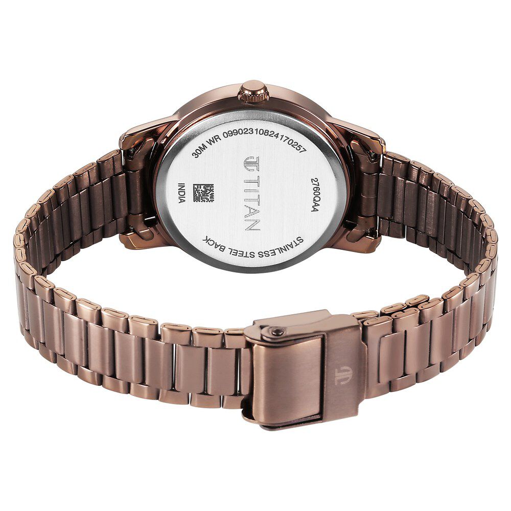 Titan Karishma Quartz Analog Beige Dial Brown Stainless Steel Strap Watch For Women 2760QM01