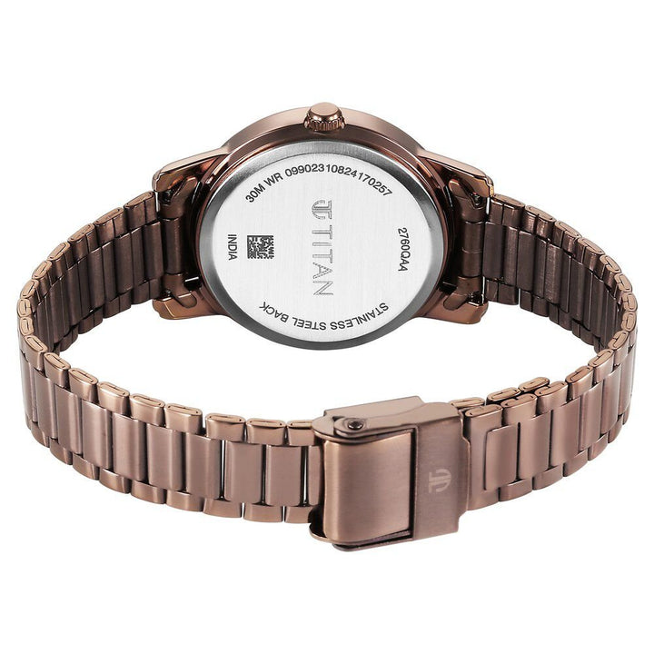 Titan Karishma Quartz Analog Beige Dial Brown Stainless Steel Strap Watch For Women - The Watch Factory ®