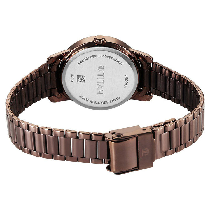 Titan Karishma Quartz Analog Brown Dial Brown Stainless Steel Strap Watch For Women 2760QM02