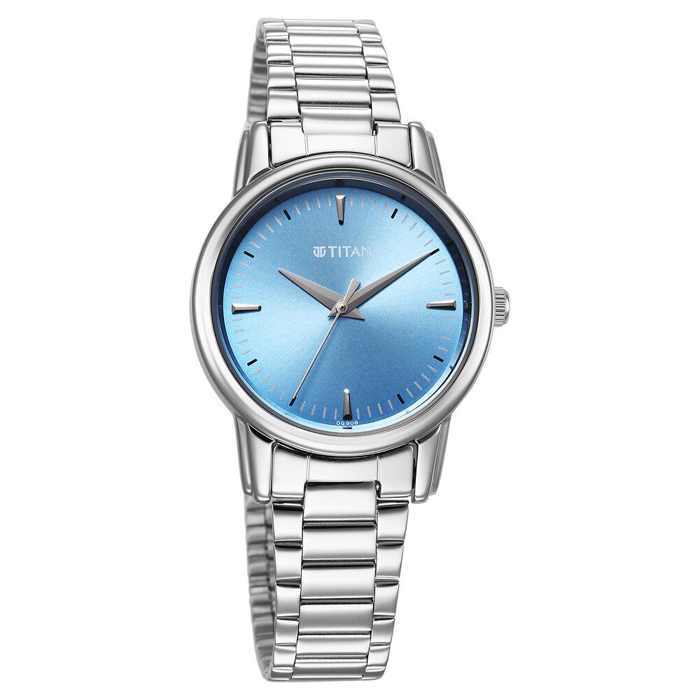 Titan Karishma Quartz Analog Blue Dial Silver Stainless Steel Strap Watch For Women 2760SM02
