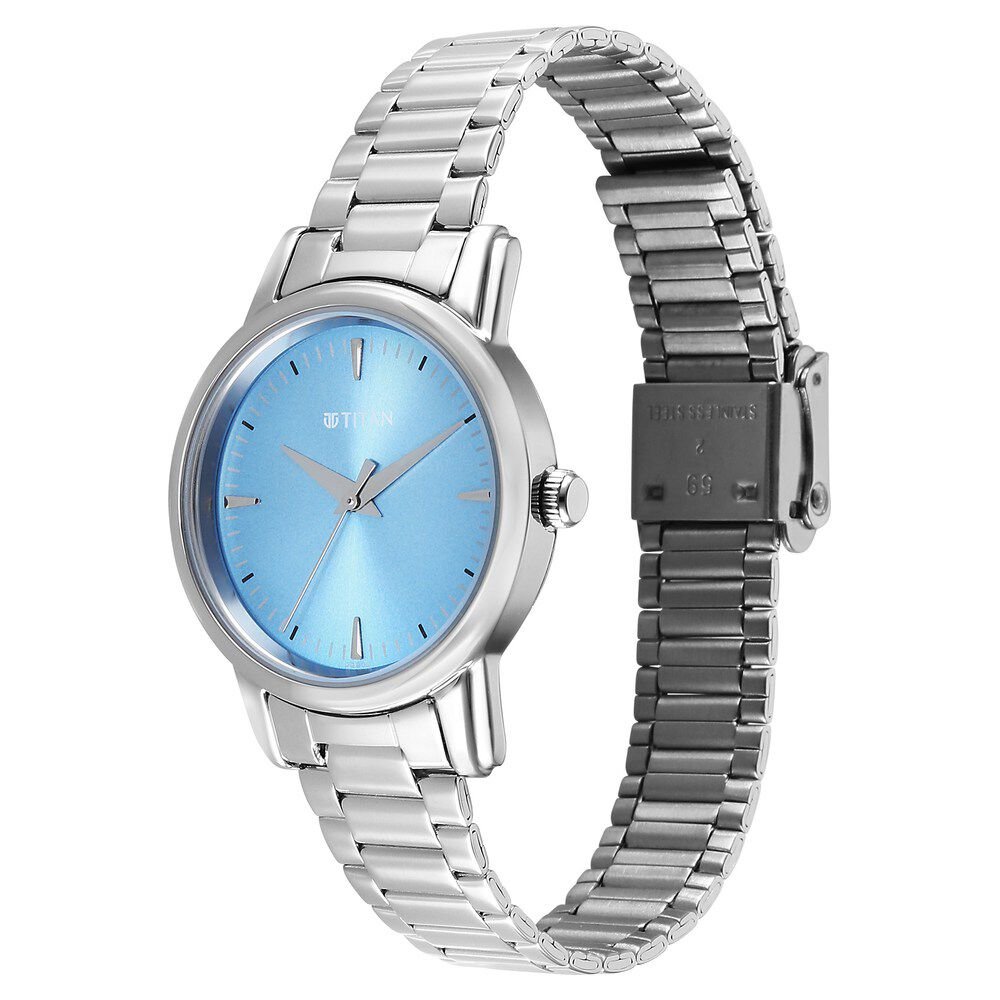 Titan Karishma Quartz Analog Blue Dial Silver Stainless Steel Strap Watch For Women - The Watch Factory ®