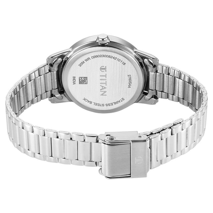 Titan Karishma Quartz Analog Blue Dial Silver Stainless Steel Strap Watch For Women 2760SM02