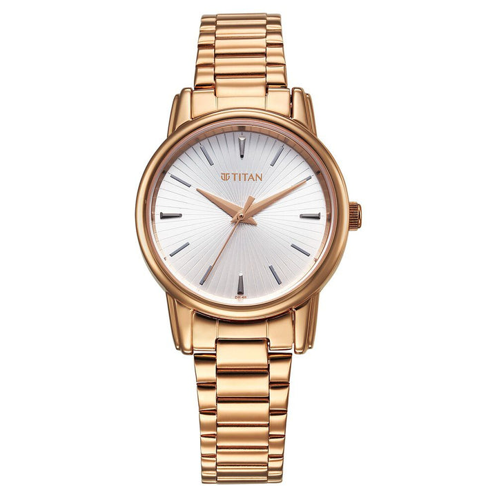 Titan Karishma Quartz Analog Silver Dial Rose Gold Stainless Steel Strap Watch For Women - The Watch Factory ®