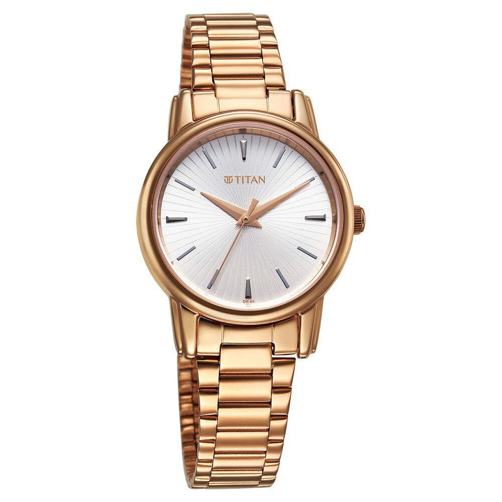 Titan Karishma Quartz Analog Silver Dial Rose Gold Stainless Steel Strap Watch For Women - The Watch Factory ®