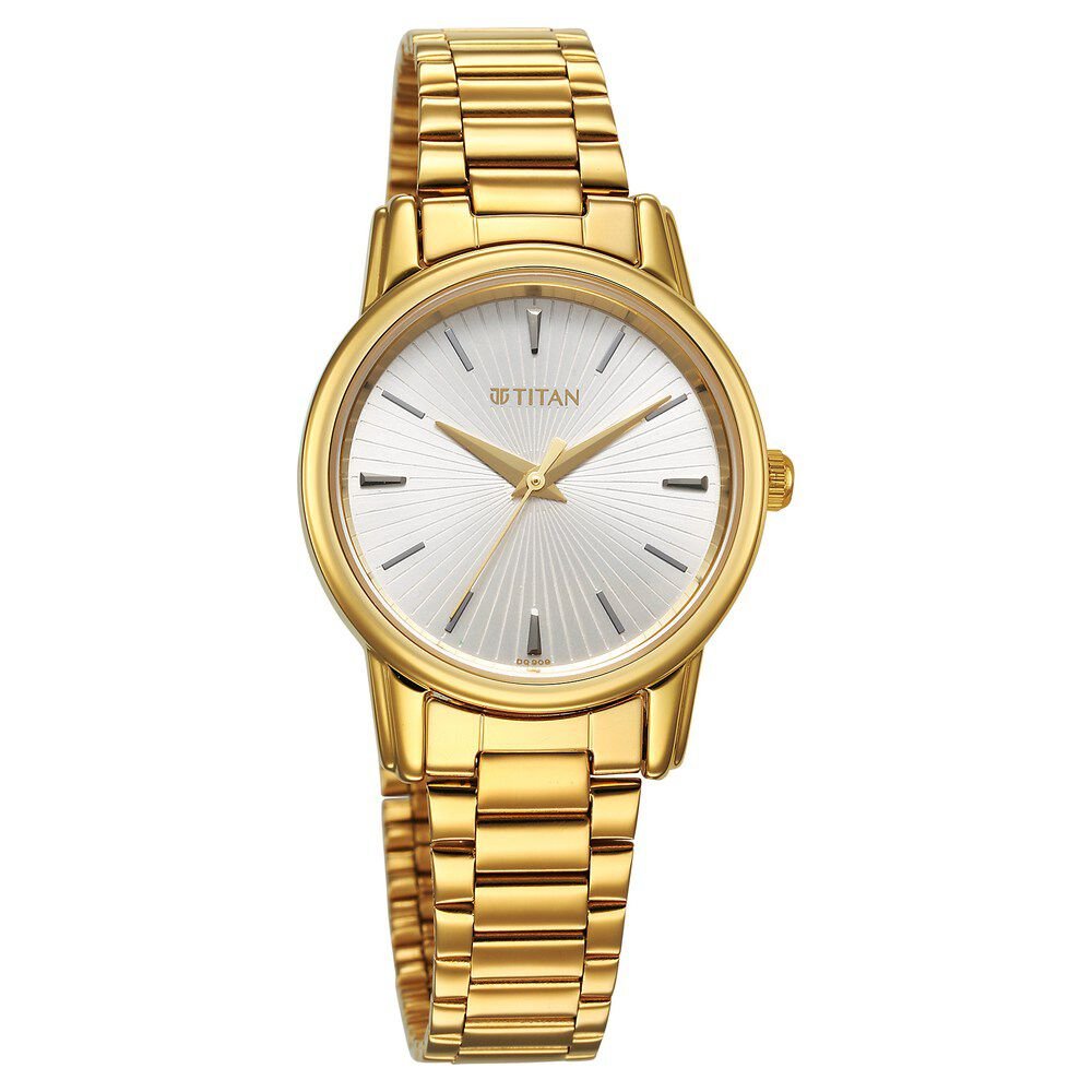 Titan Karishma Quartz Analog Silver Dial Golden Stainless Steel Strap Watch For Women - The Watch Factory ®