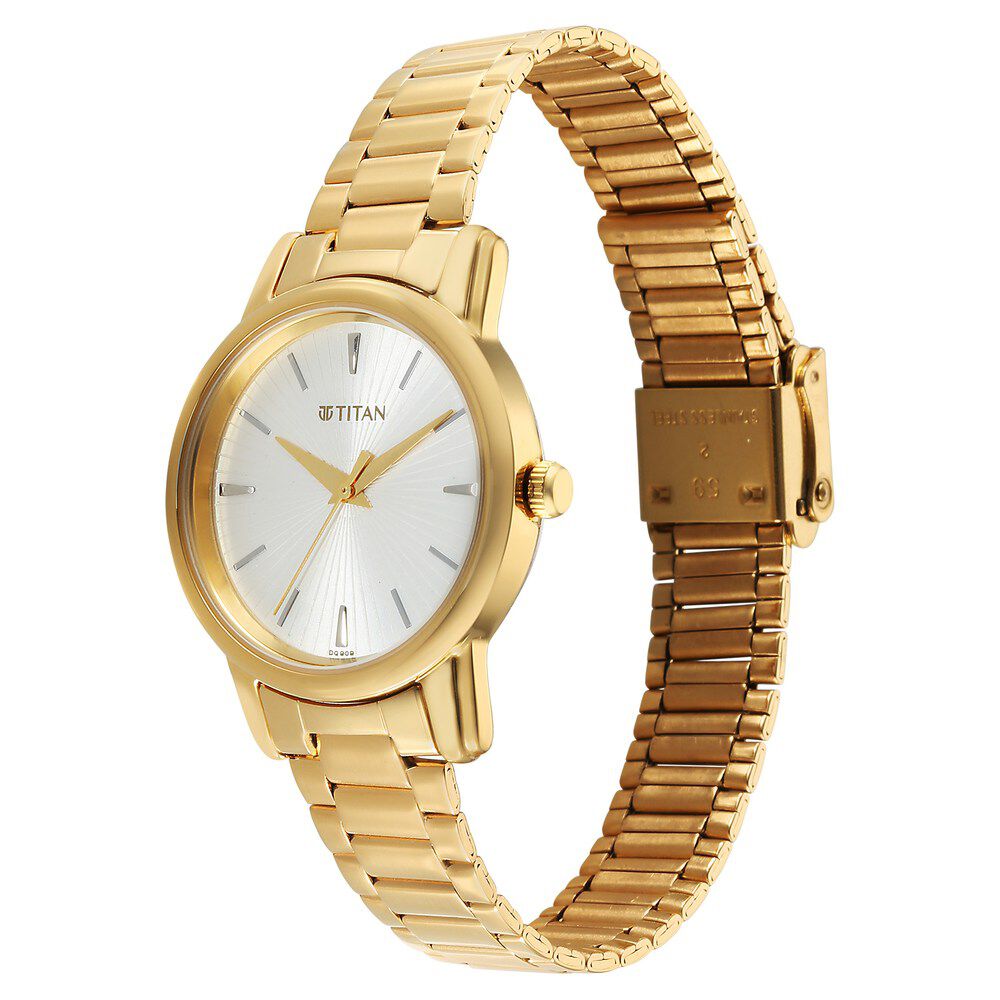 Titan Karishma Quartz Analog Silver Dial Golden Stainless Steel Strap Watch For Women - The Watch Factory ®