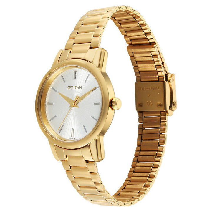 Titan Karishma Quartz Analog Silver Dial Golden Stainless Steel Strap Watch For Women - The Watch Factory ®