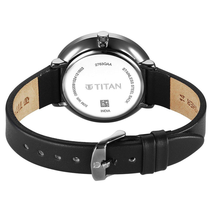 Titan Neo Quartz Analog with Day and Date Black Dial Leather Strap Watch For Women