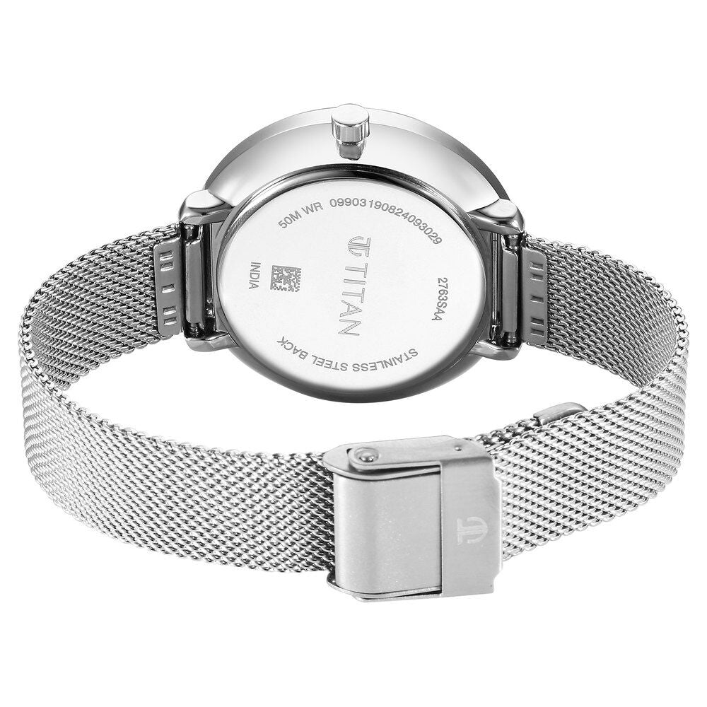 Titan Neo Analog with Day and Date Mother Of Pearl Dial Silver Color Stainless Steel Strap Watch For Women