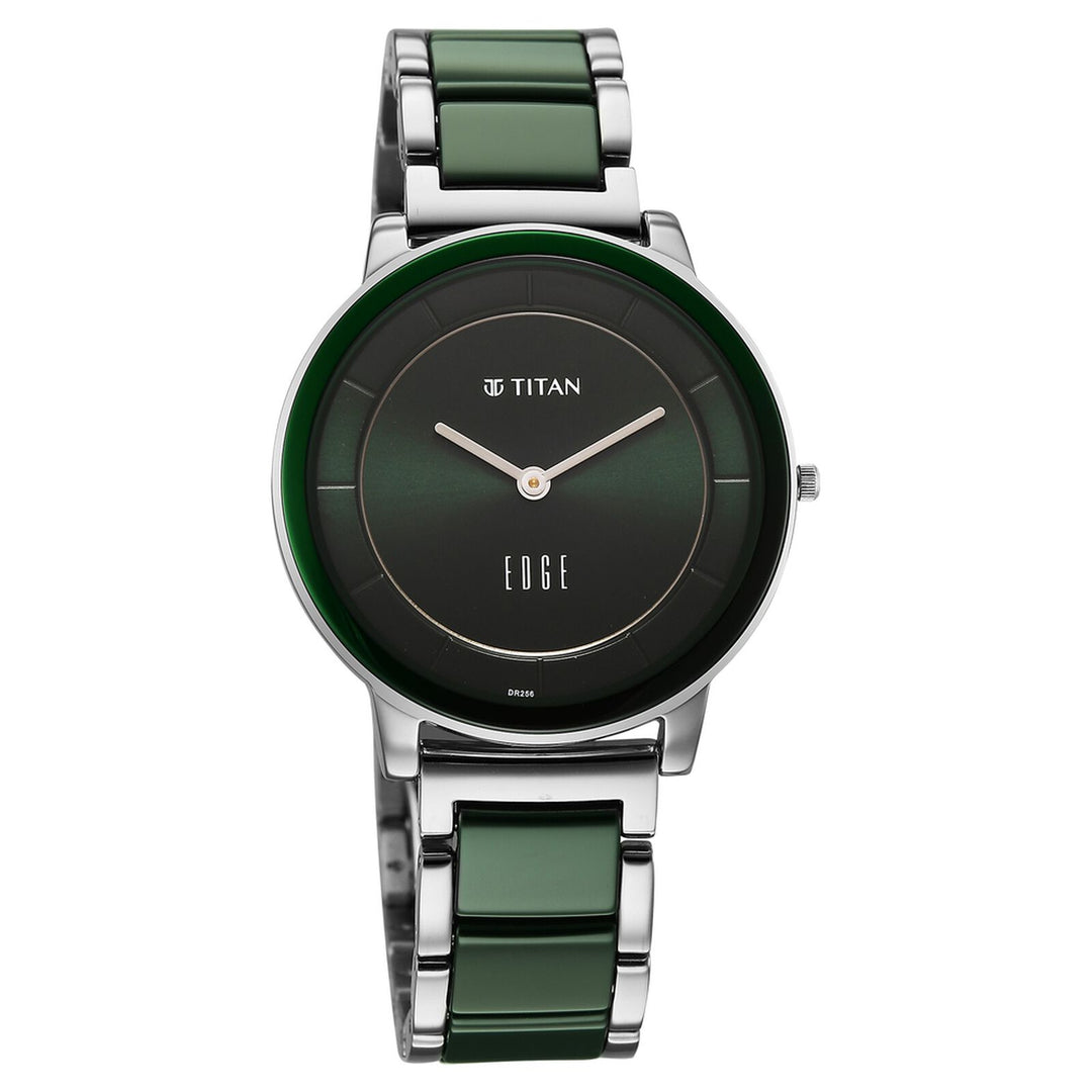 Titan Edge Melange 2777KD06 Green Dial Women&