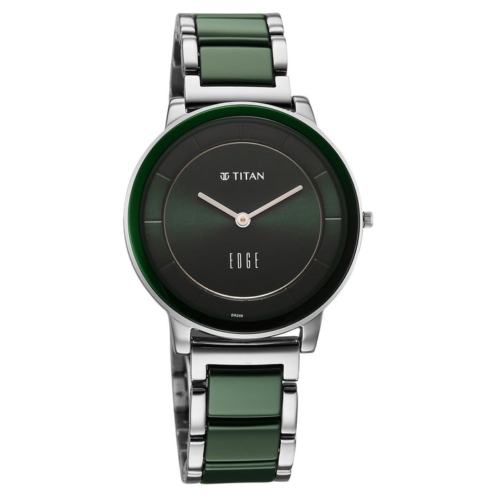Titan Edge Melange 2777KD06 Green Dial Women&