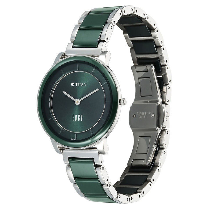 Titan Edge Melange 2777KD06 Green Dial Women&