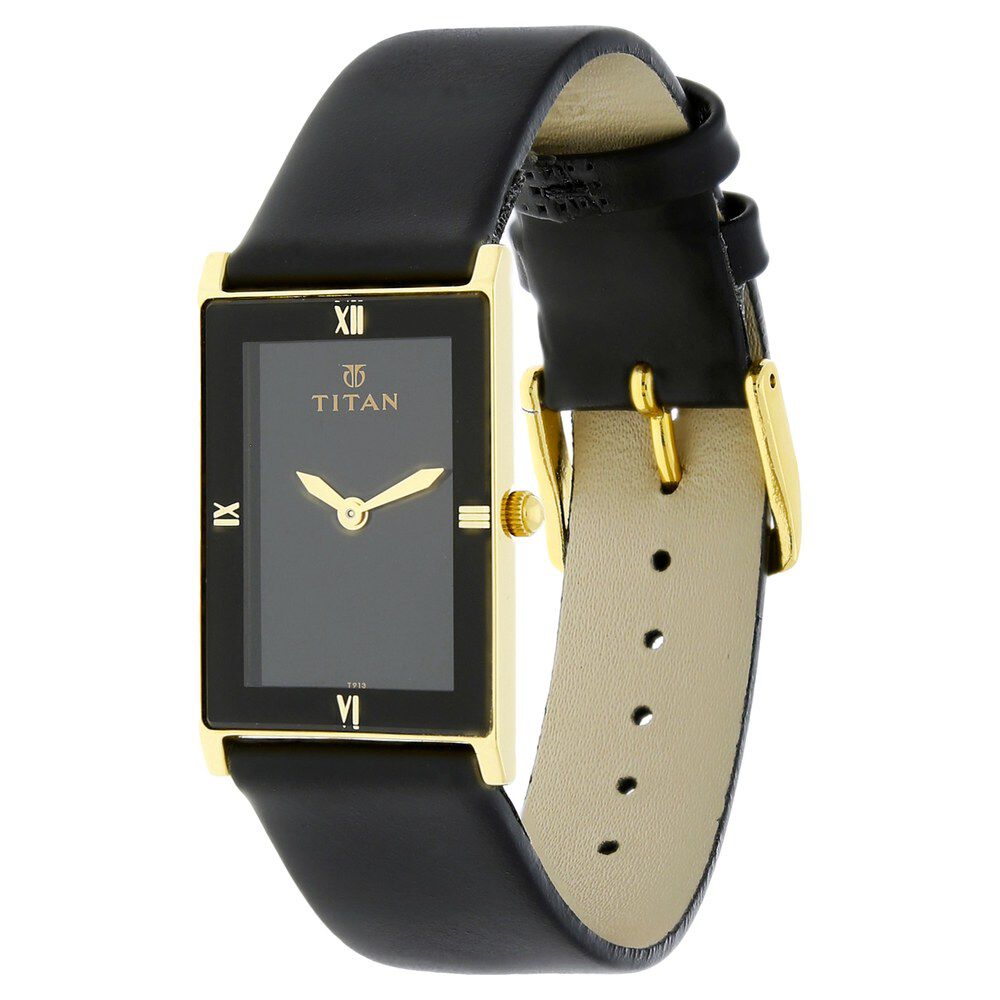 Titan Classic Black Dial Analog Leather Strap Watch for Men-NC291YL03