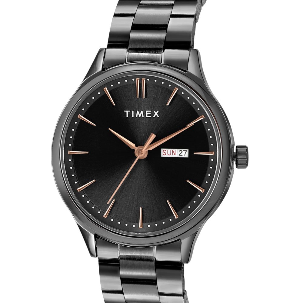 Timex Unisex Black Round Analog Pair Watch- TW00ZP007