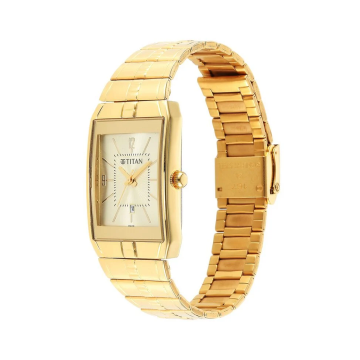 Titan Karishma Champagne Dial Brass Strap Watch 9151YM07 / NR9151YM07