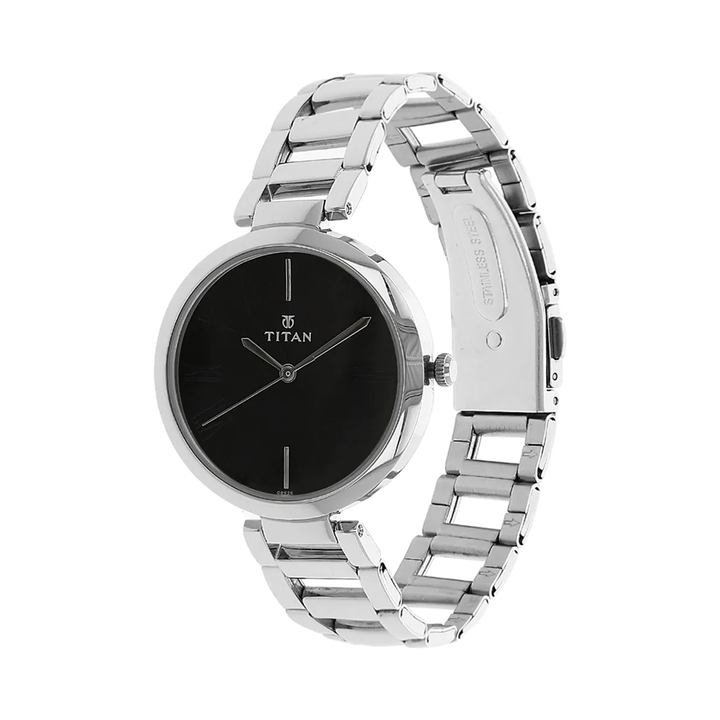 TITAN Black Dial Silver Women's Watch NP2480SM02