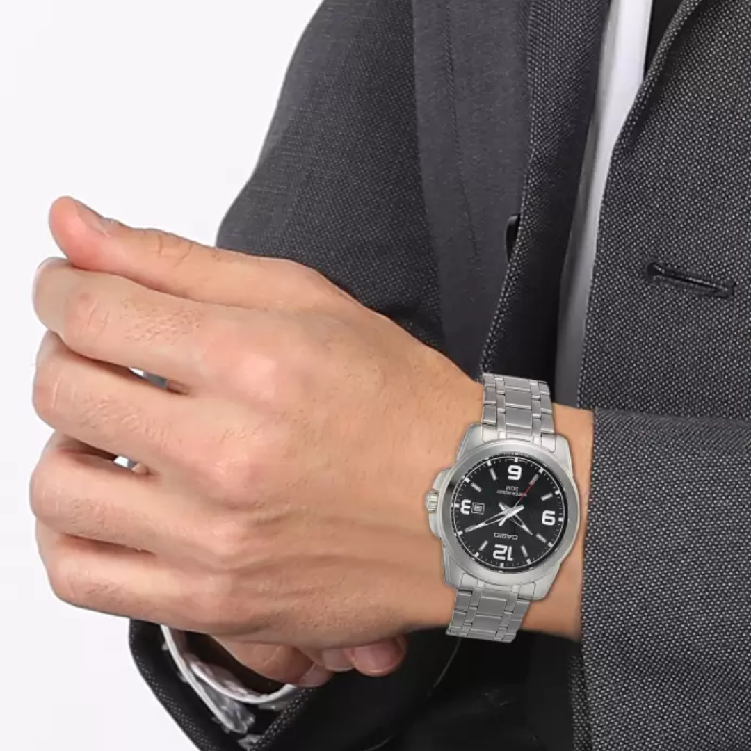 CASIO Silver Analog - Men's Watch ENTICER  MTP-1314D-1AVDF - A550