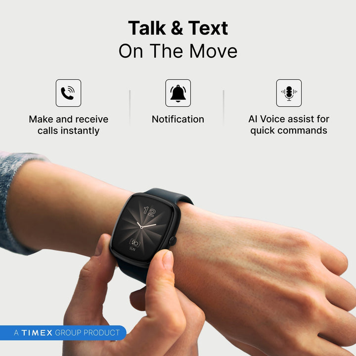 Timex IConnect Calling Ace+ 1.83"(4.6 Cm) 3D UI Display With Functional Crown And BT Calling Smartwatch For Unisex - TWIXW1500T