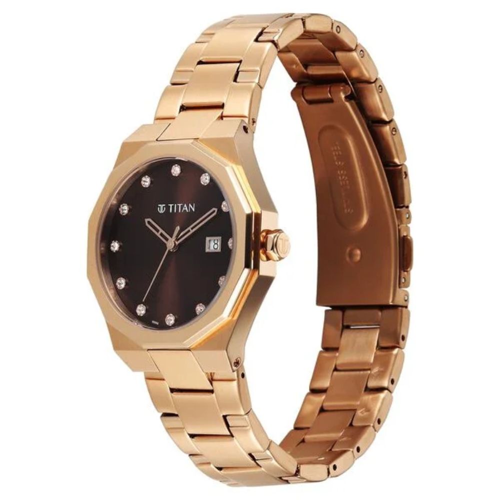 Titan Purple Glam 95376WM01 Brown Dial Women&