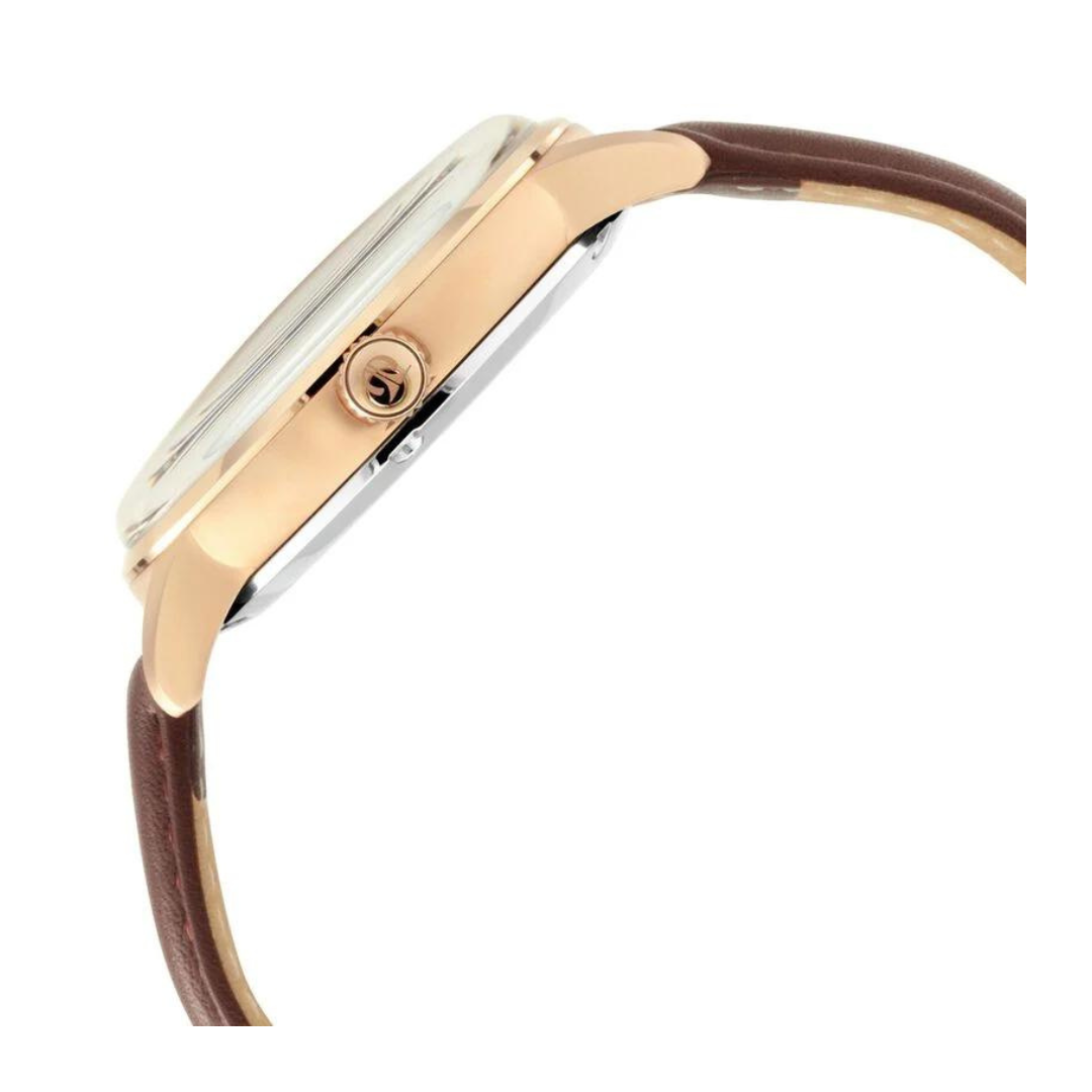 TITAN Automatic Watch with Silver White Dial & Brown Strap NP90110WL03