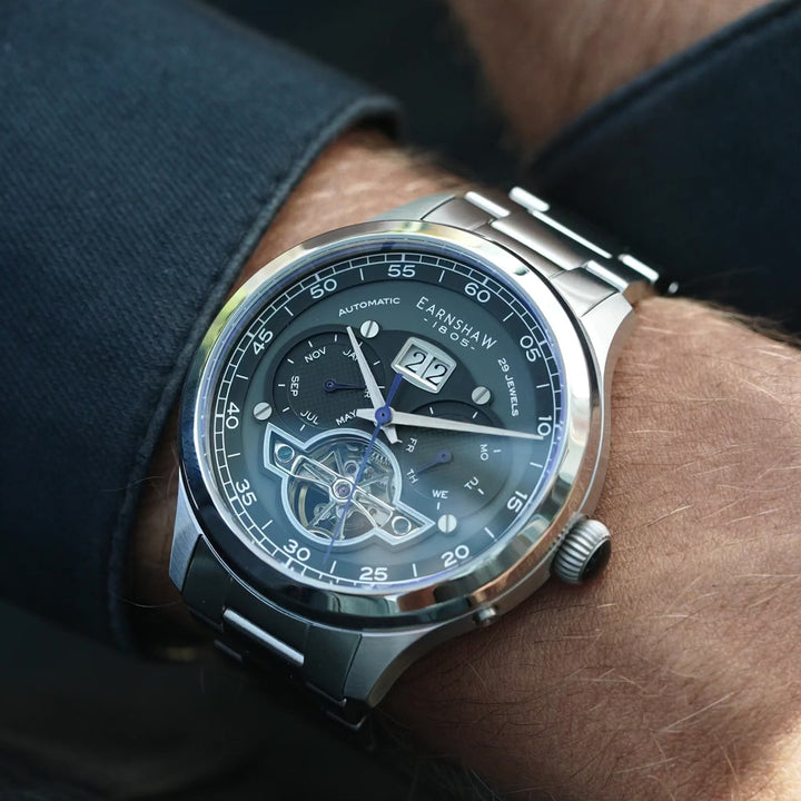 Earnshaw Baron Grand Date Calendar Open Heart Automatic Deep Midnight