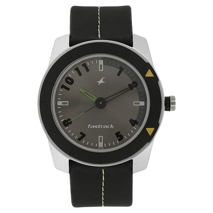 Fastrack Quartz Analog Grey Dial Plastic Strap Watch for Guys NS3015AL02