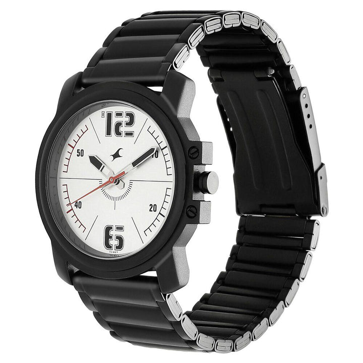 Fastrack Hitlist Quartz Analog Silver Dial Stainless Steel Strap Watch for Guys NS3039NM01