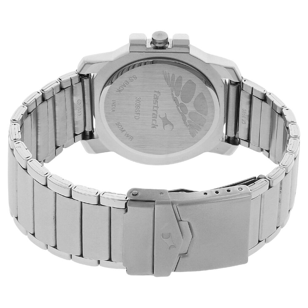 Fastrack Quartz Analog White Dial Stainless Steel Strap Watch for Guys NS3039SM01