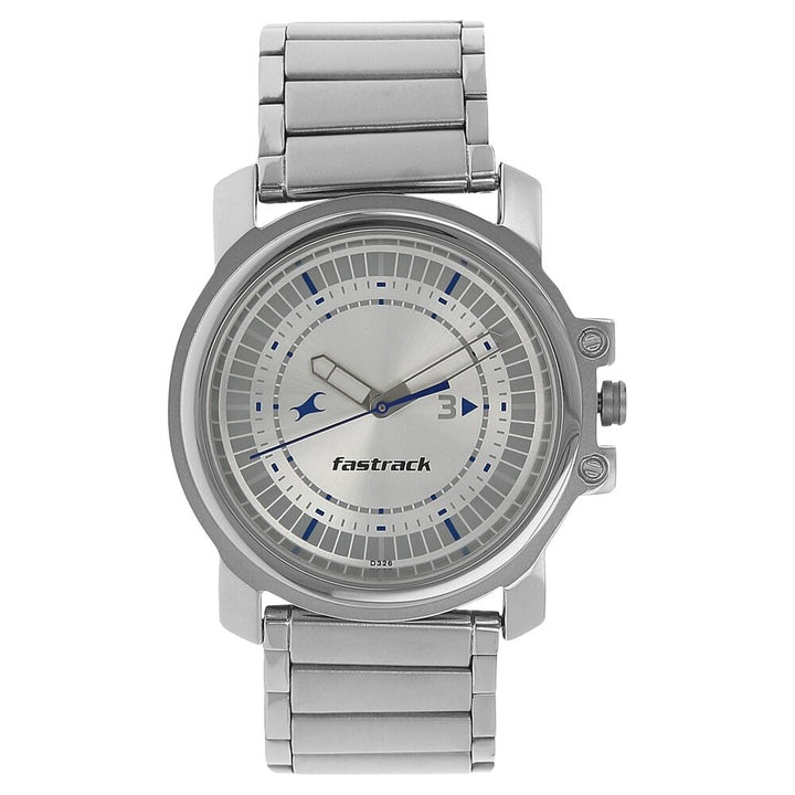 Fastrack Quartz Analog Silver Dial Stainless Steel Strap Watch for Guys NP3039SM03