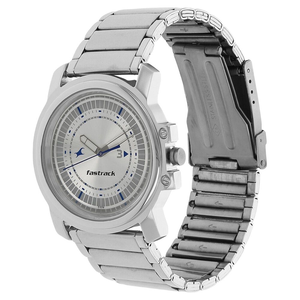 Fastrack Quartz Analog Silver Dial Stainless Steel Strap Watch for Guys NP3039SM03