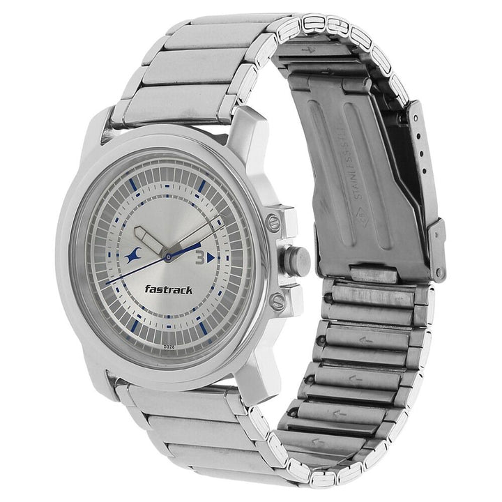 Fastrack Quartz Analog Silver Dial Stainless Steel Strap Watch for Guys NP3039SM03