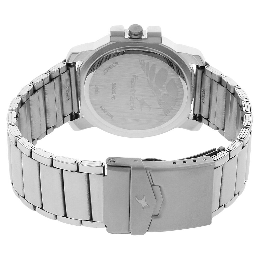 Fastrack Quartz Analog Silver Dial Stainless Steel Strap Watch for Guys NP3039SM03