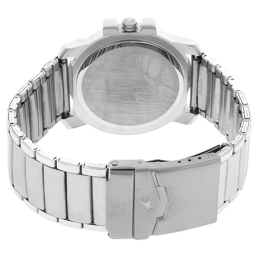Fastrack Quartz Analog Black Dial Stainless Steel Strap Watch for Guys NP3039SM08