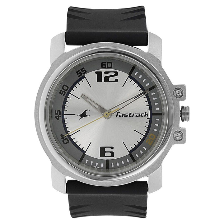 Fastrack Quartz Analog White Dial Plastic Strap Watch for Guys NS3039SP01